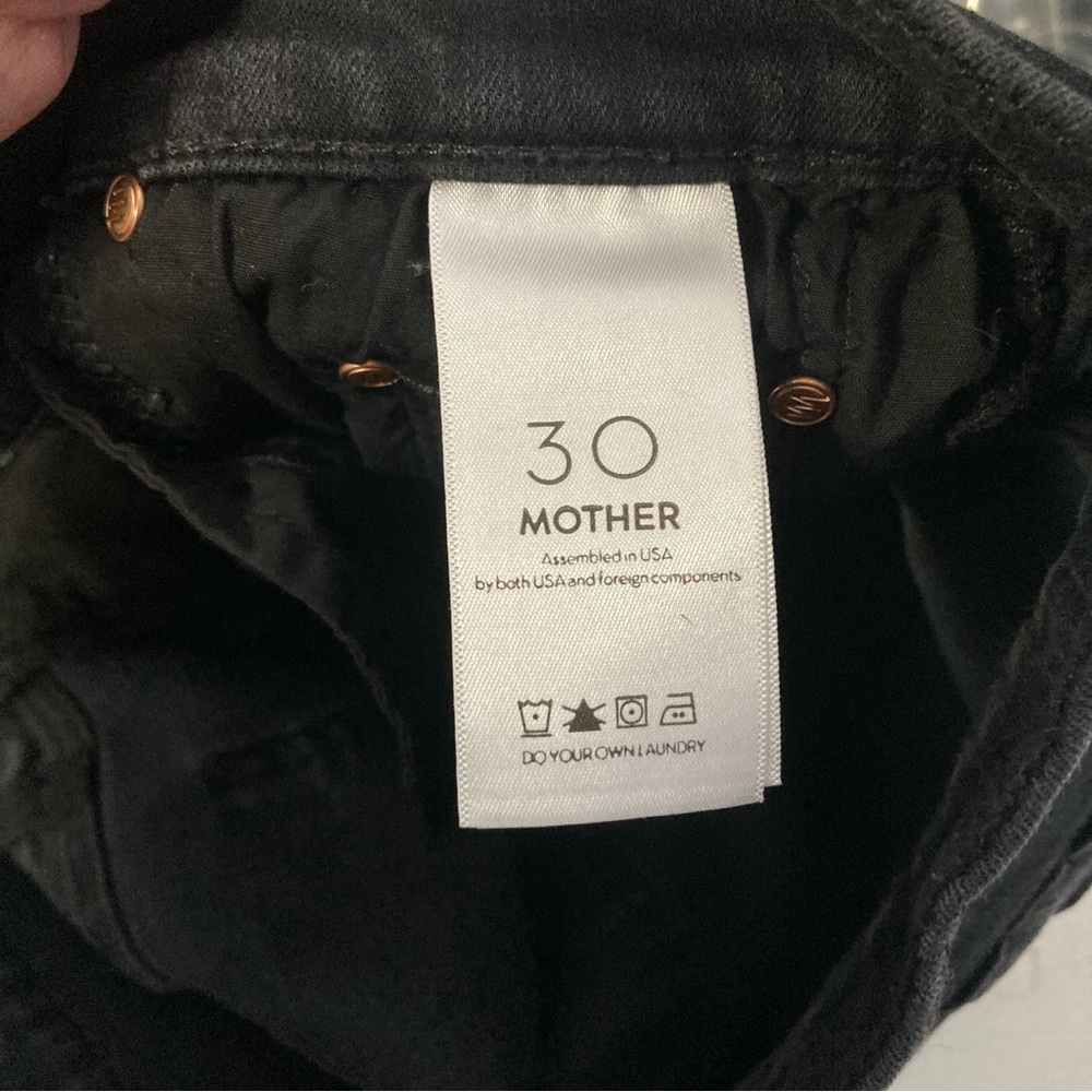 MOTHER The Insider Crop Step Fray Denim Jeans In Guilty Racer Size 30 Black - Picture 14 of 16